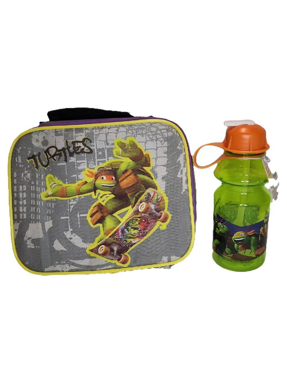 Zak! Teenage Mutant Ninja Turtles Water Bottle & Lunch Bag Excellent Cond